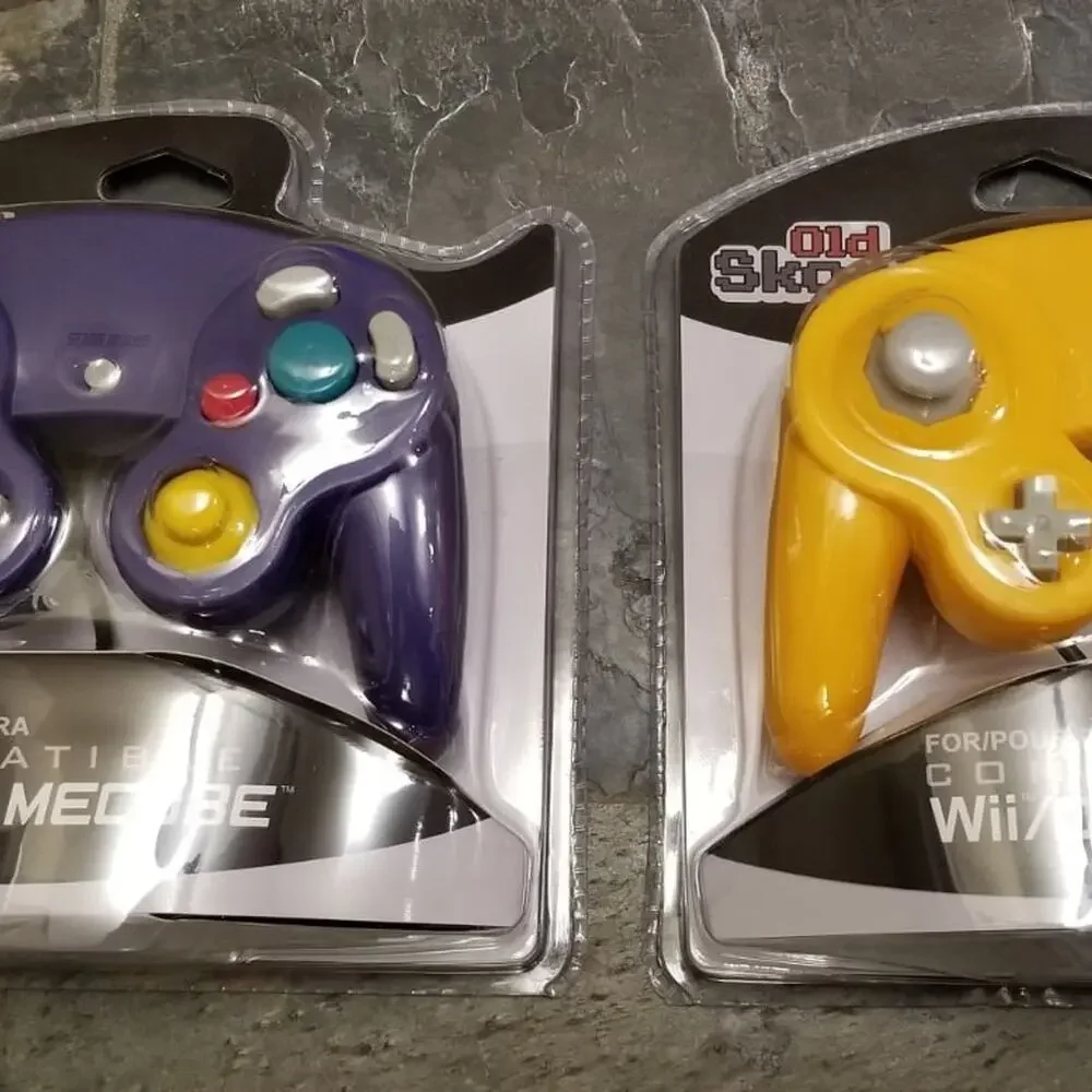 2 Gamecube Controllers - Purple & Orange (NEW) - Nintendo - Old Skool
